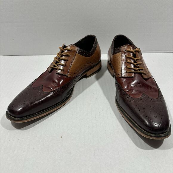 Stacy Adams Men's Wingtip Oxford Dress Shoes 8.5M 2-Tone Leather Brogue - Picture 4 of 16
